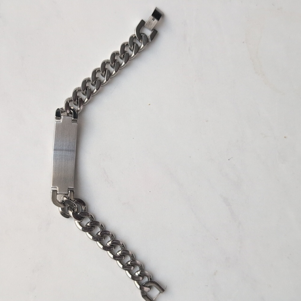 American Exchange Mens Bracelet,  1/10 Ct Diamond Stainless Steel Chain Bracelet - Picture 4 of 5